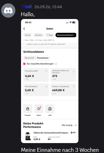 Hava, nach 3 Wochen: 670 € Provision